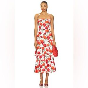 Millie Peonia Poplin Dress Red Multi